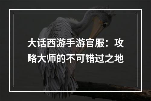 大话西游手游官服：攻略大师的不可错过之地