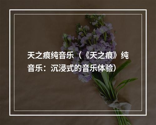 天之痕纯音乐（《天之痕》纯音乐：沉浸式的音乐体验）