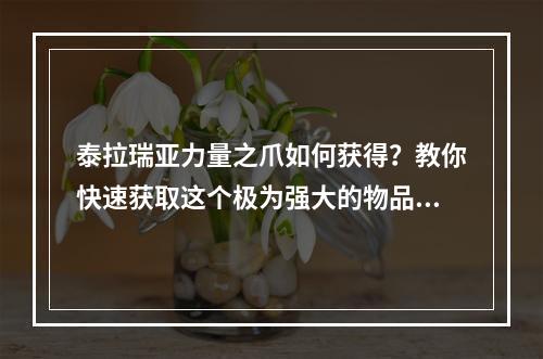 泰拉瑞亚力量之爪如何获得？教你快速获取这个极为强大的物品！