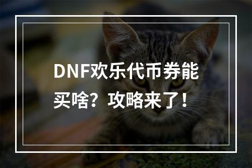 DNF欢乐代币券能买啥？攻略来了！