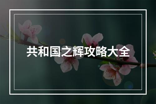 共和国之辉攻略大全