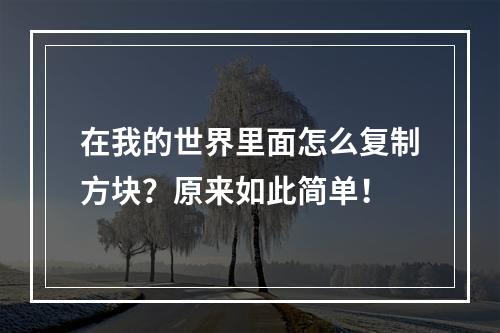 在我的世界里面怎么复制方块？原来如此简单！