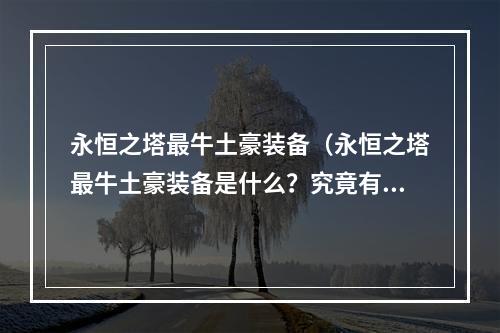 永恒之塔最牛土豪装备（永恒之塔最牛土豪装备是什么？究竟有哪些值得投资的装备？）