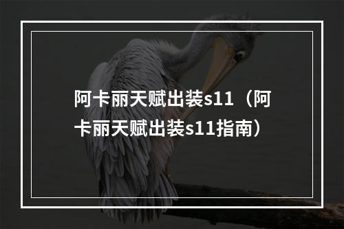 阿卡丽天赋出装s11（阿卡丽天赋出装s11指南）