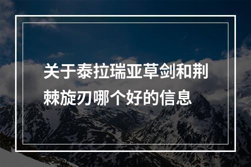 关于泰拉瑞亚草剑和荆棘旋刃哪个好的信息