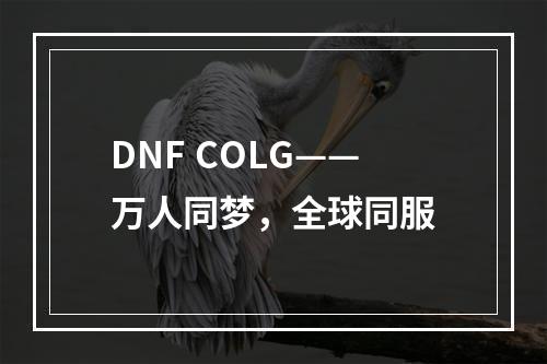 DNF COLG——万人同梦，全球同服