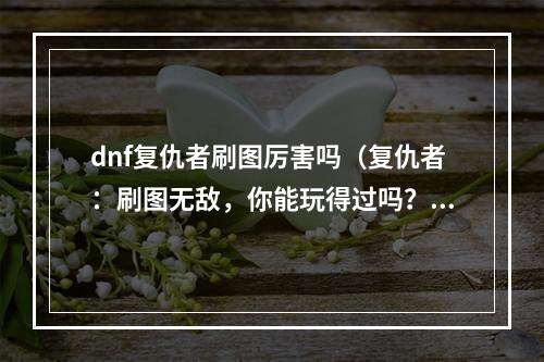 dnf复仇者刷图厉害吗（复仇者：刷图无敌，你能玩得过吗？）