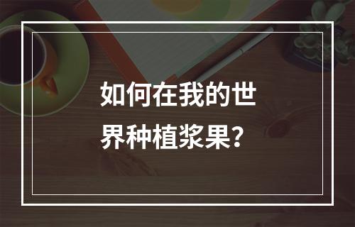 如何在我的世界种植浆果？