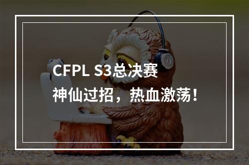 CFPL S3总决赛 神仙过招，热血激荡！