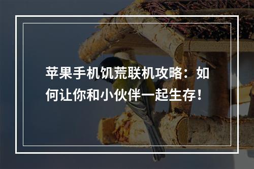 苹果手机饥荒联机攻略：如何让你和小伙伴一起生存！