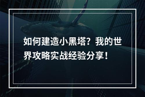 如何建造小黑塔？我的世界攻略实战经验分享！