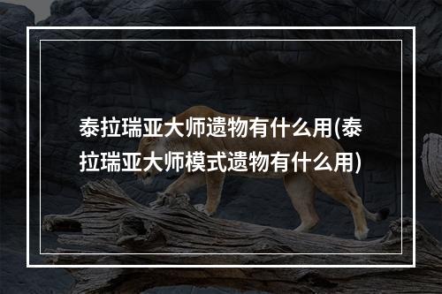 泰拉瑞亚大师遗物有什么用(泰拉瑞亚大师模式遗物有什么用)