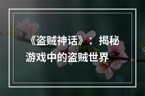 《盗贼神话》：揭秘游戏中的盗贼世界