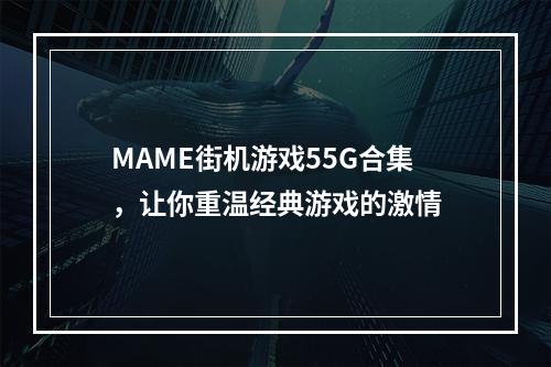 MAME街机游戏55G合集，让你重温经典游戏的激情