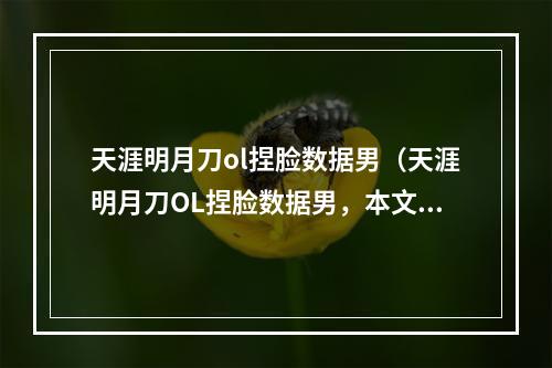 天涯明月刀ol捏脸数据男（天涯明月刀OL捏脸数据男，本文全方位详解捏脸技巧和数据属性）