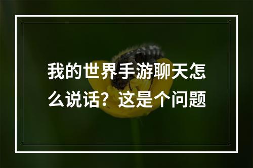 我的世界手游聊天怎么说话？这是个问题