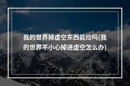 我的世界掉虚空东西能捡吗(我的世界不小心掉进虚空怎么办)