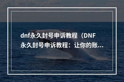 dnf永久封号申诉教程（DNF永久封号申诉教程：让你的账号重新开启！）