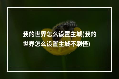 我的世界怎么设置主城(我的世界怎么设置主城不刷怪)