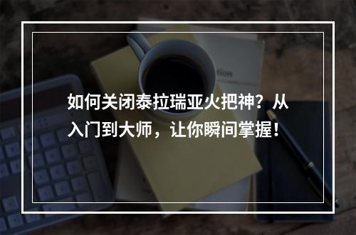 如何关闭泰拉瑞亚火把神？从入门到大师，让你瞬间掌握！