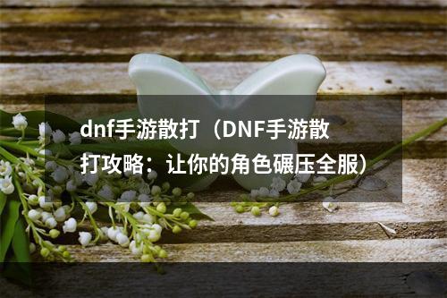 dnf手游散打（DNF手游散打攻略：让你的角色碾压全服）