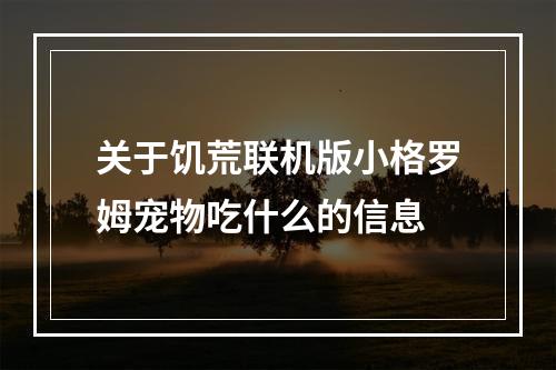 关于饥荒联机版小格罗姆宠物吃什么的信息