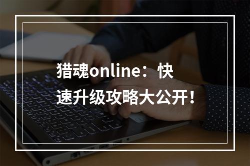 猎魂online：快速升级攻略大公开！