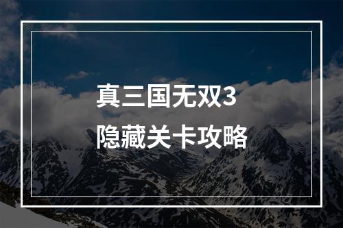 真三国无双3隐藏关卡攻略