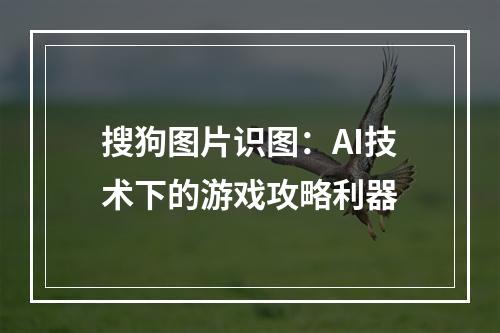 搜狗图片识图：AI技术下的游戏攻略利器