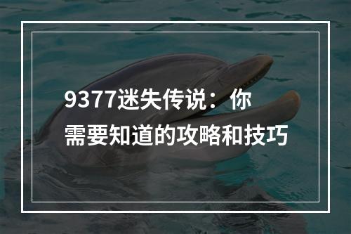 9377迷失传说：你需要知道的攻略和技巧