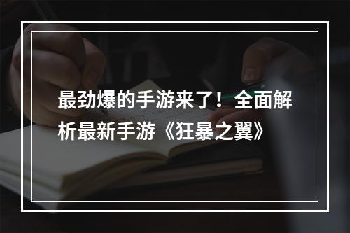 最劲爆的手游来了！全面解析最新手游《狂暴之翼》