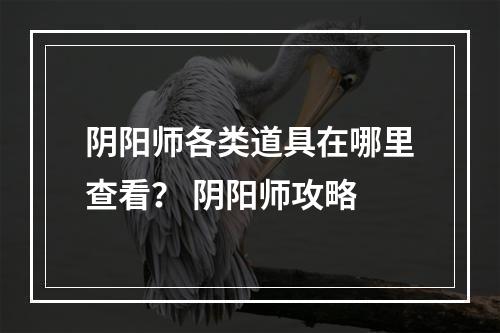 阴阳师各类道具在哪里查看？ 阴阳师攻略