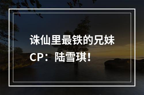 诛仙里最铁的兄妹CP：陆雪琪！