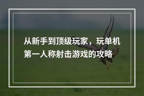 从新手到顶级玩家，玩单机第一人称射击游戏的攻略