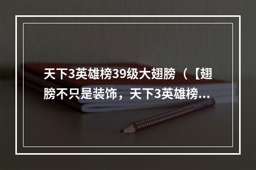 天下3英雄榜39级大翅膀（【翅膀不只是装饰，天下3英雄榜39级翅膀攻略来袭！】）