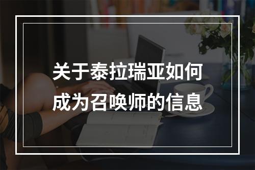 关于泰拉瑞亚如何成为召唤师的信息