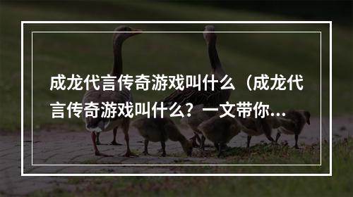 成龙代言传奇游戏叫什么（成龙代言传奇游戏叫什么？一文带你深度了解）