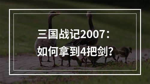 三国战记2007：如何拿到4把剑？