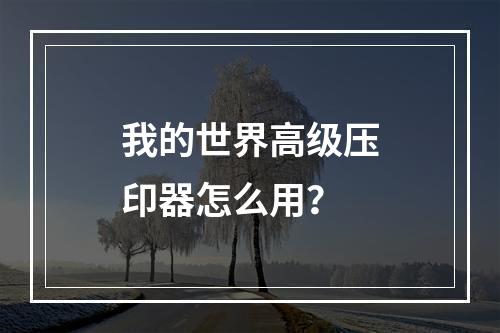 我的世界高级压印器怎么用？