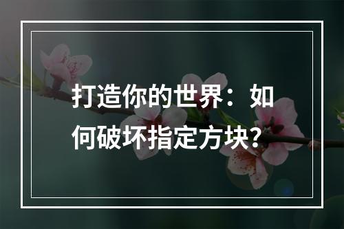 打造你的世界：如何破坏指定方块？