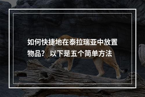 如何快捷地在泰拉瑞亚中放置物品？ 以下是五个简单方法