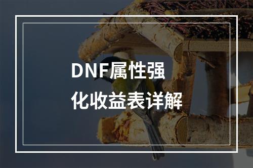 DNF属性强化收益表详解