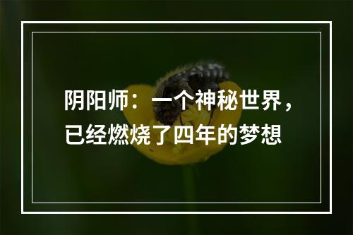 阴阳师：一个神秘世界，已经燃烧了四年的梦想