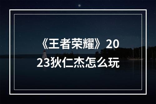 《王者荣耀》2023狄仁杰怎么玩