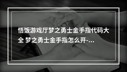 悟饭游戏厅梦之勇士金手指代码大全 梦之勇士金手指怎么开--手游攻略网