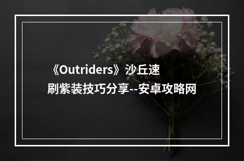 《Outriders》沙丘速刷紫装技巧分享--安卓攻略网