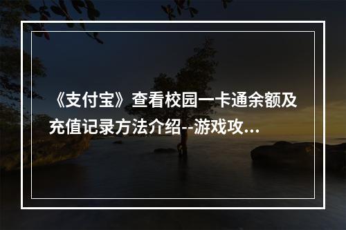 《支付宝》查看校园一卡通余额及充值记录方法介绍--游戏攻略网