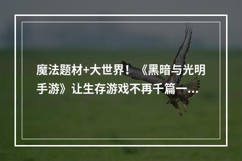 魔法题材+大世界！《黑暗与光明手游》让生存游戏不再千篇一律--手游攻略网