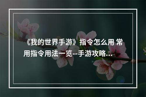 《我的世界手游》指令怎么用 常用指令用法一览--手游攻略网