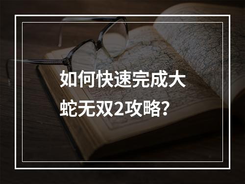 如何快速完成大蛇无双2攻略？